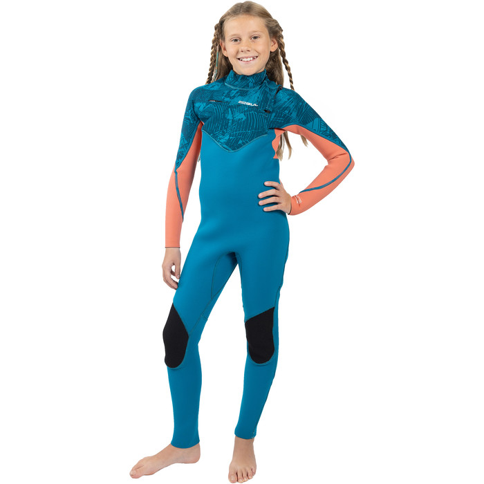 2024 Gul Junior Response Echo 3/2mm Chest Zip Wetsuit RE1329/C2 - Teal / Coral